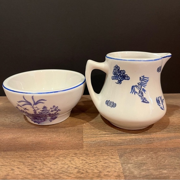 Vintage Hall Japanese Garden Creamer and Cup Restaurant Ware -Blue Willow - Picture 2 of 10